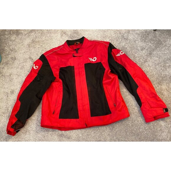 Wd Motorsports Miami Mesh Jacket Lightweight Reflective Panels Black Red 2XL - Picture 2 of 15